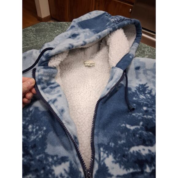 Moose Jacket Blue Sherpa Lined Hooded Womens Sz 2x Warm Cabincore Cozy Coat Warm - Picture 14 of 14